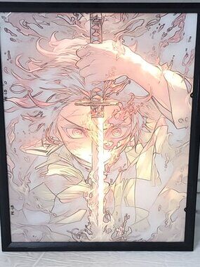 Anime Demon Slayer Action Light Painting Photo Frame Tanjirou Led Desk Lamp NEW